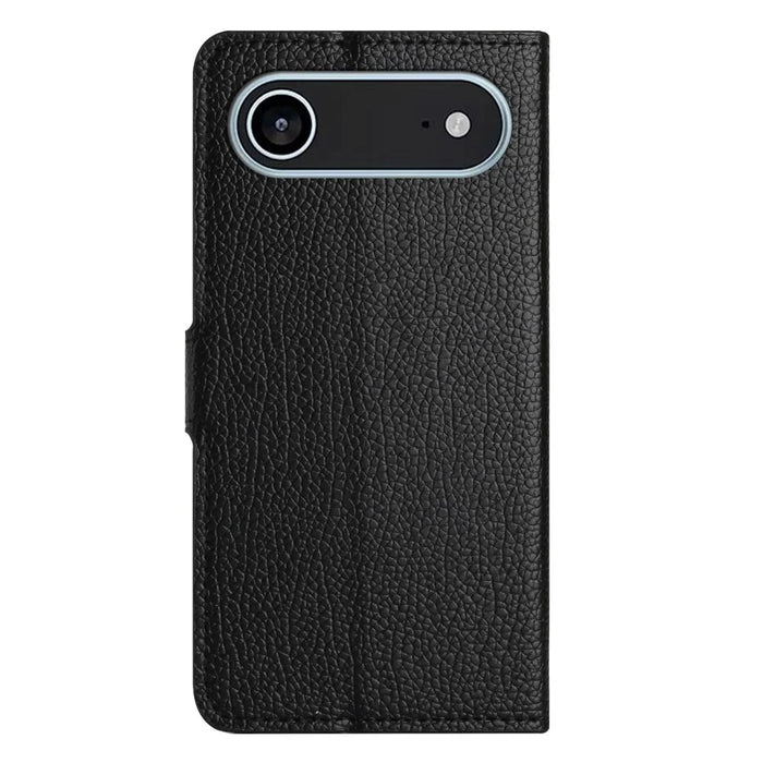 For iPhone Air Case PU Leather Wallet Phone Cover Litchi Texture, Black - 5