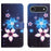 For iPhone Air Case Pattern Print PU Leather Wallet Phone Cover Cross Texture - Blue Flower - 1