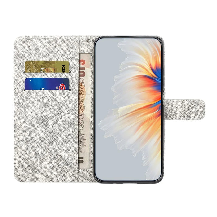 For iPhone Air Case Pattern Print PU Leather Wallet Phone Cover Cross Texture - Blue Flower - 3