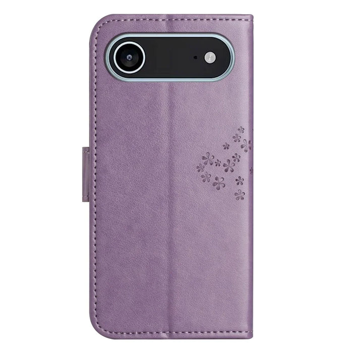 For iPhone Air Case PU Leather Owl Tree Imprinted Wallet Phone Cover with Strap - Purple - 5