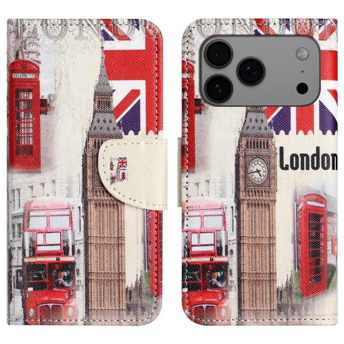 For iPhone 18 Pro / 17 Pro Case Pattern Printing Cross Texture Leather Phone Cover - London Big Ben - 1