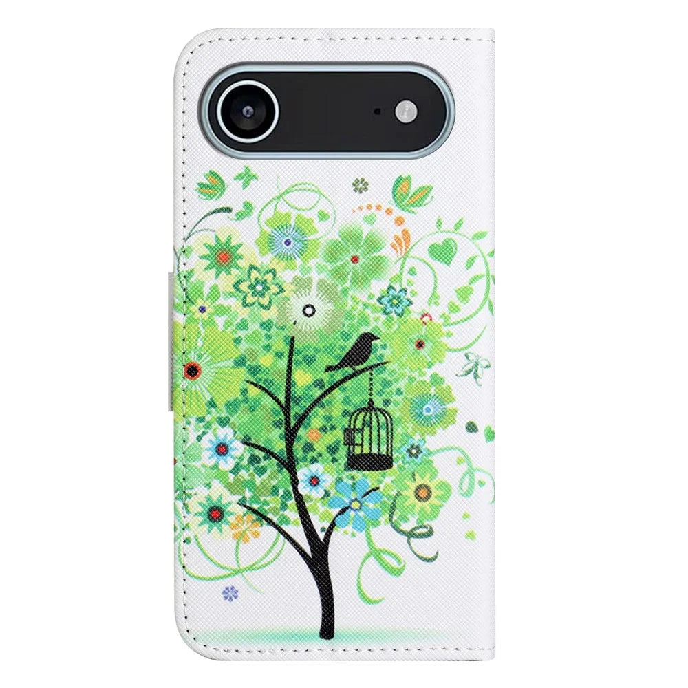 For iPhone Air Case Pattern Printing Cross Texture Leather Phone Cover - Green Tree - 5