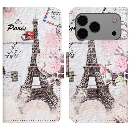 For iPhone 18 Pro Max / 17 Pro Max Case Pattern Printing Cross Texture Leather Phone Cover - Tower - 1