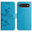 For iPhone Air Case Wallet Stand Imprinted Butterfly Flower PU Leather Phone Cover - Blue - 1