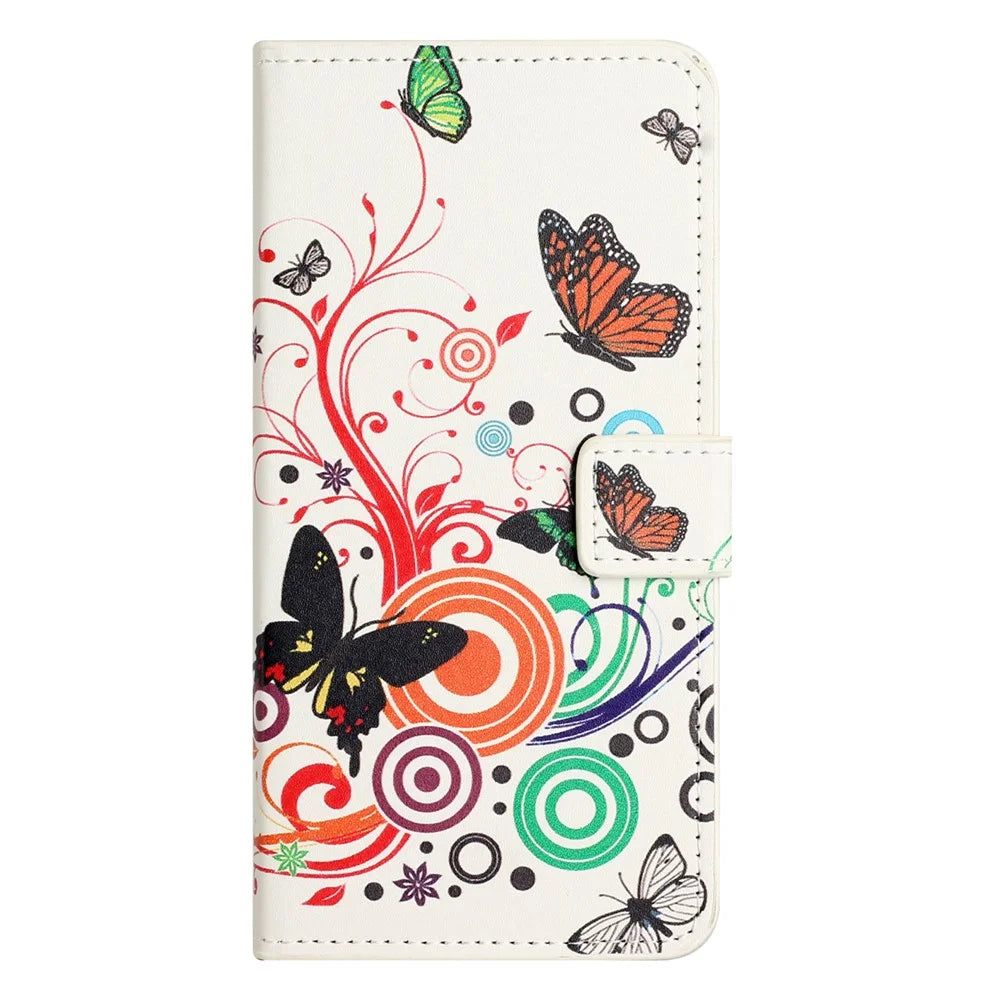 For iPhone 18 Pro / 17 Pro Case Pattern Print PU Leather Wallet Phone Cover - White Butterfly - 4