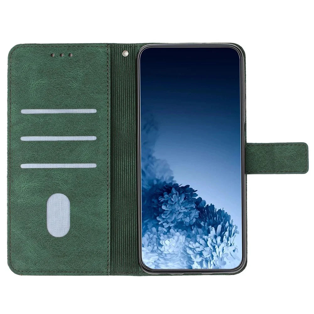 For Samsung Galaxy S23 Ultra PU Leather Soft TPU Folio Flip Cover Imprinted Mandala Flower Wallet Phone Case with Strap - Green - 2