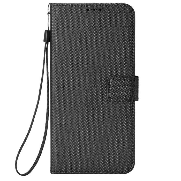 For Oukitel C1 Pro / Oukitel C1 Leather Wallet Case with Strap Diamond Texture Phone Cover - Black - 4