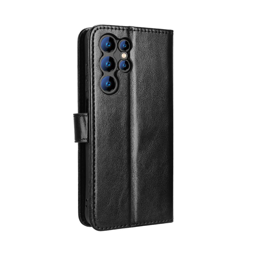 For Oukitel C61 Pro / Oukitel C61 PU Leather Case with Strap Crazy Horse Texture Phone Wallet Cover - Black - 7