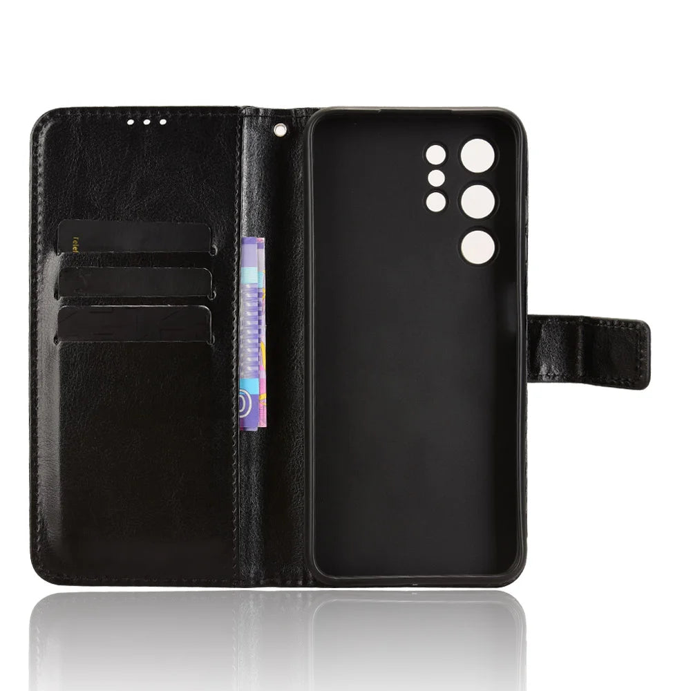 For Oukitel C1 Pro / Oukitel C1 PU Leather Case with Strap Crazy Horse Texture Phone Wallet Cover - Black - 4