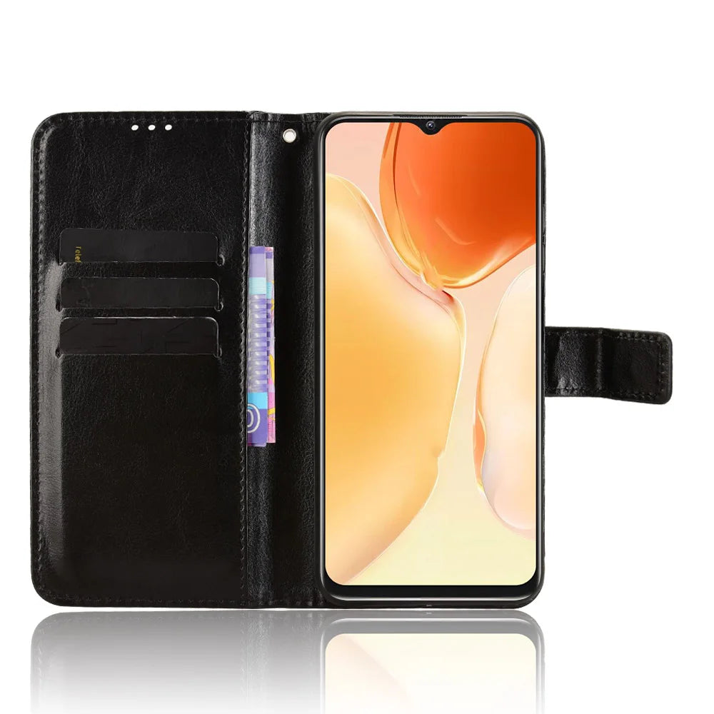 For Oukitel C1 Pro / Oukitel C1 PU Leather Case with Strap Crazy Horse Texture Phone Wallet Cover - Black - 5