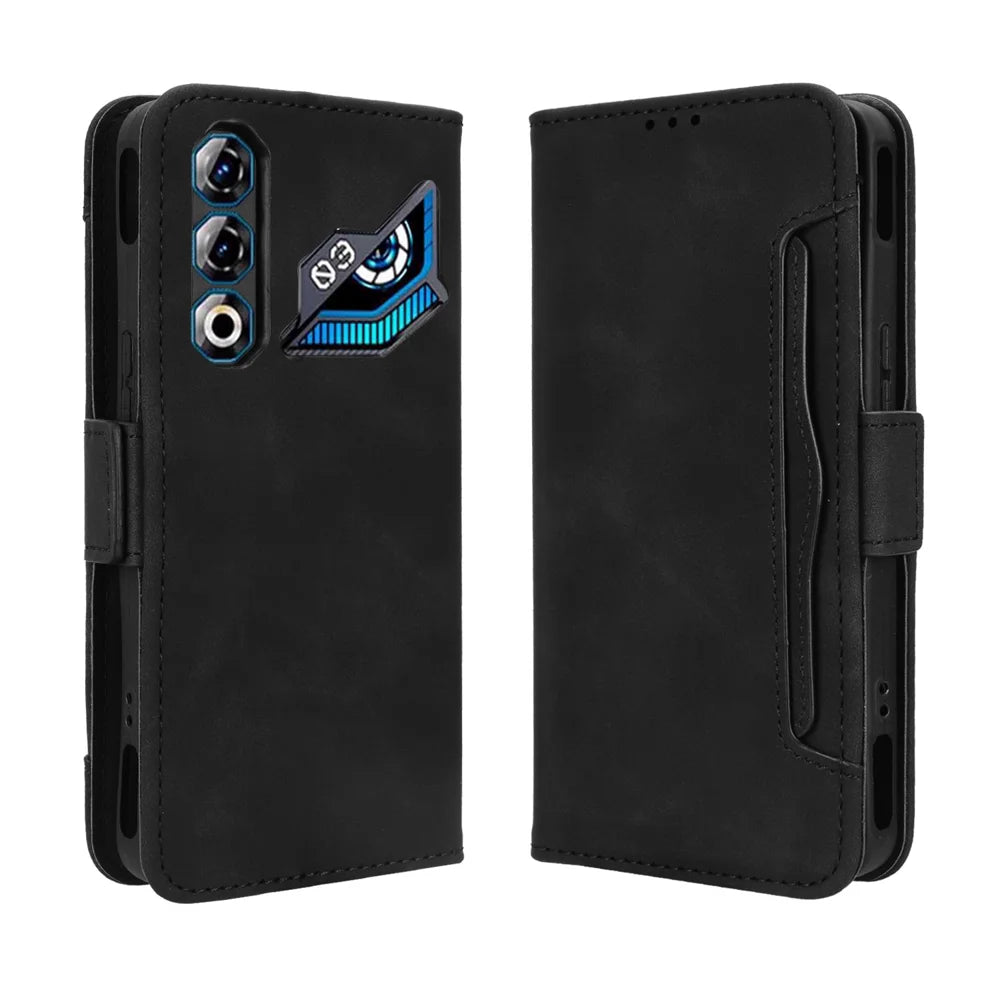 For ZTE nubia Neo 3 GT 5G Leather Case Phone Wallet Cover with Multiple Card Slots - Black - 1