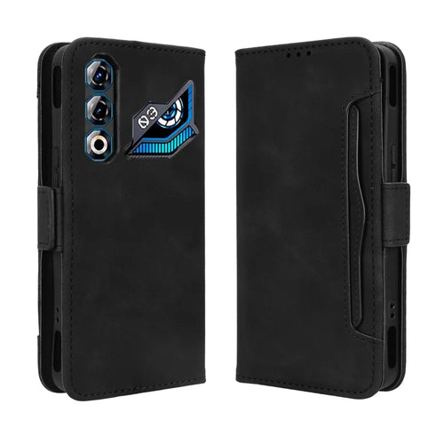 For ZTE nubia Neo 3 GT 5G Leather Case Phone Wallet Cover with Multiple Card Slots - Black - 1