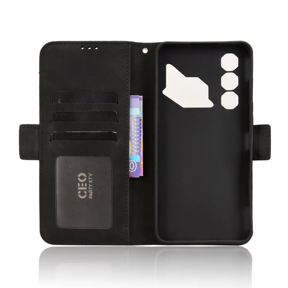 For ZTE nubia Neo 3 GT 5G Leather Case Phone Wallet Cover with Multiple Card Slots - Black - 5