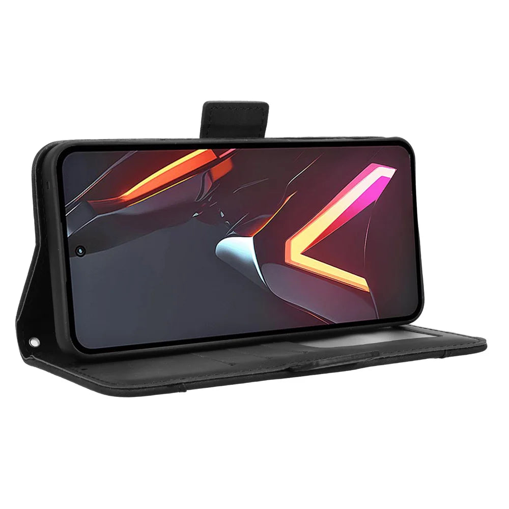 For ZTE nubia Neo 3 GT 5G Leather Case Phone Wallet Cover with Multiple Card Slots - Black - 7