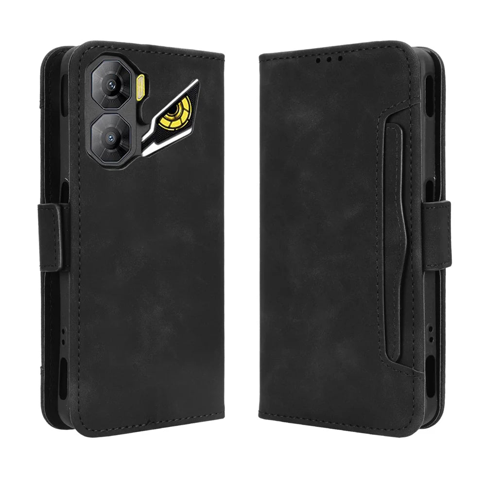 For ZTE nubia Neo 3 5G Leather Case Phone Wallet Cover with Multiple Card Slots - Black - 1