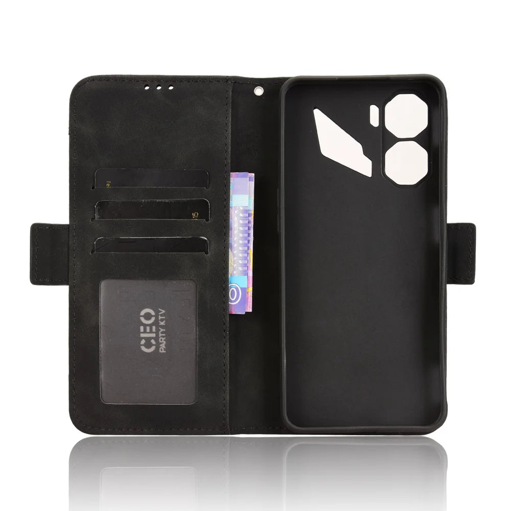 For ZTE nubia Neo 3 5G Leather Case Phone Wallet Cover with Multiple Card Slots - Black - 5