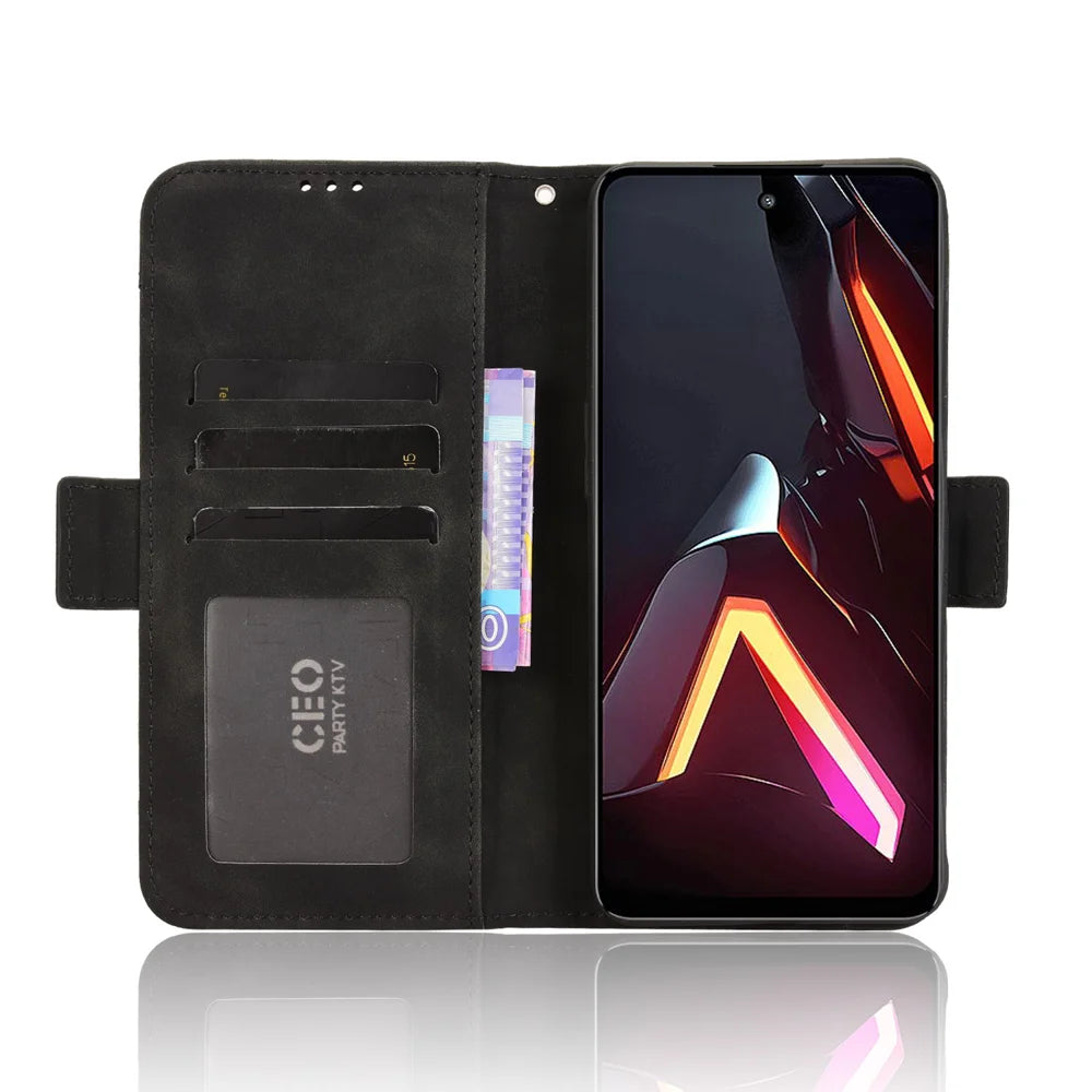 For ZTE nubia Neo 3 5G Leather Case Phone Wallet Cover with Multiple Card Slots - Black - 6