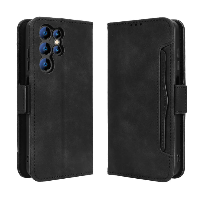 For Oukitel C1 Pro / Oukitel C1 Leather Case Phone Wallet Cover with Multiple Card Slots - Black - 1