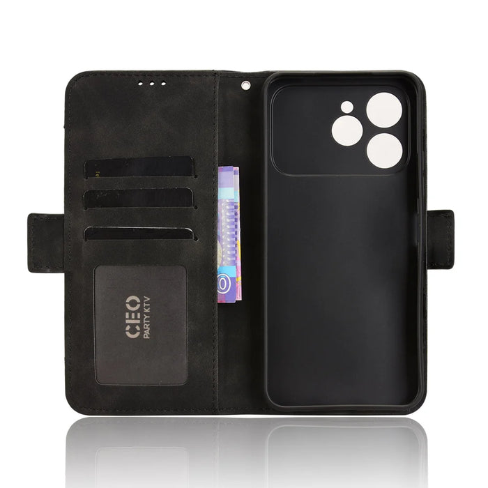 For TECNO Spark 40 4G Leather Case Phone Wallet Cover with Multiple Card Slots - Black - 5
