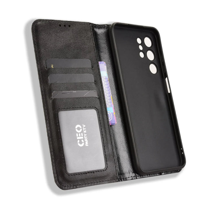 For Oukitel C1 Pro / Oukitel C1 Leather Case Wallet Stand Retro Texture Phone Cover - Black - 5