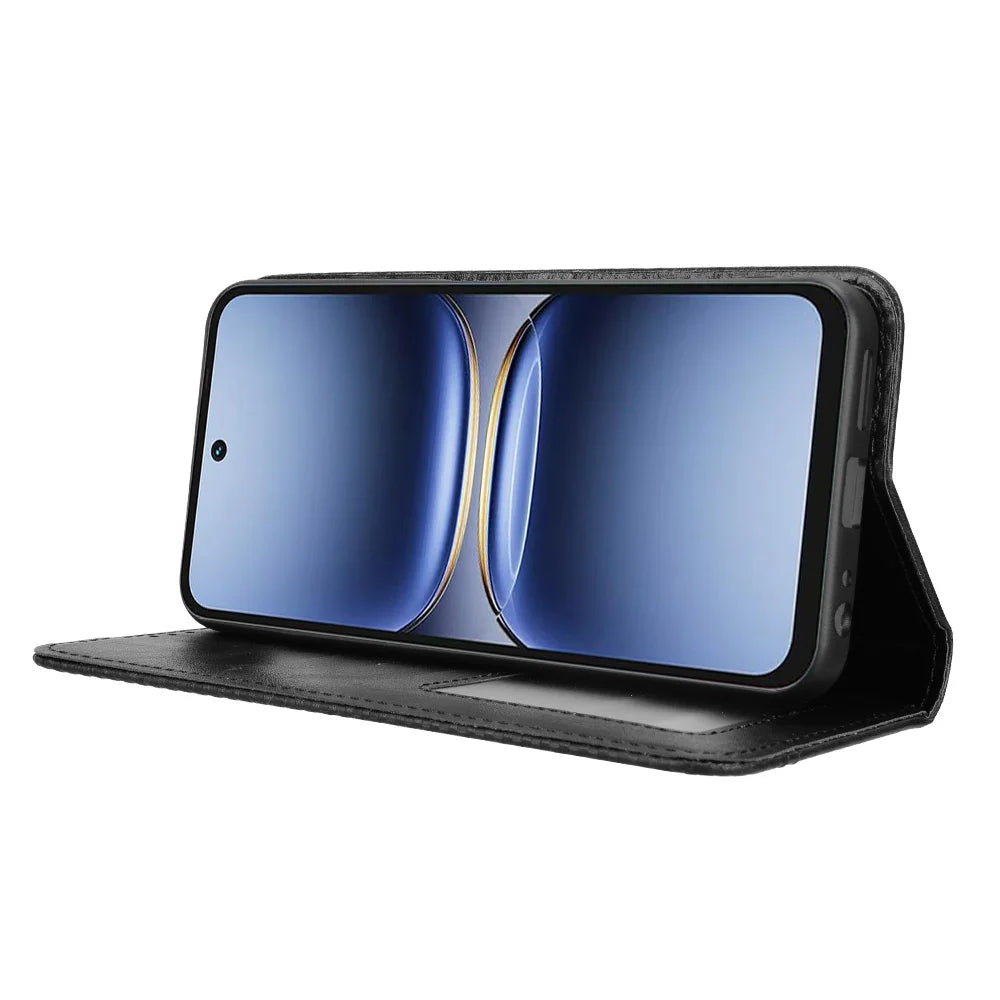 For TECNO Spark 40 4G Leather Case Wallet Stand Retro Texture Phone Cover - Black - 7
