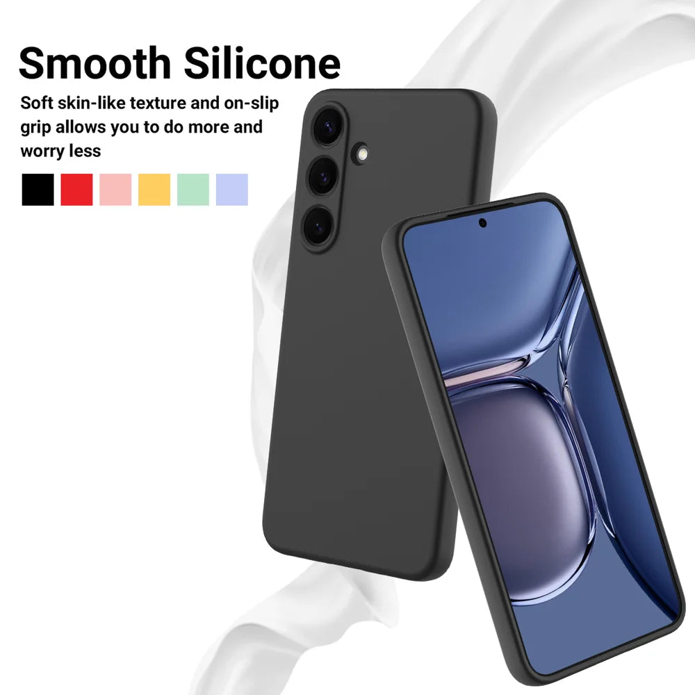 For Samsung Galaxy S25 FE Liquid Silicone Case Phone Back Cover with Hand Strap - Black - 3