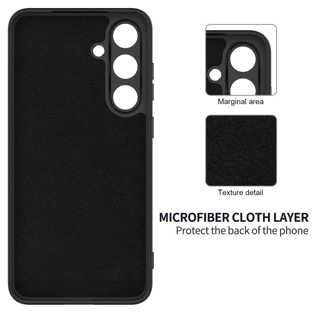 For Samsung Galaxy S25 FE Liquid Silicone Case Phone Back Cover with Hand Strap - Black - 6