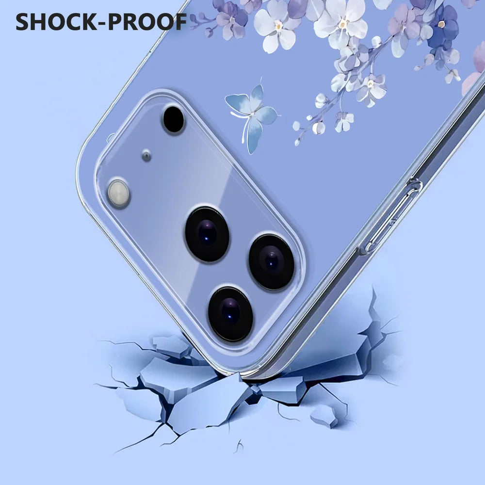 For iPhone 17 Pro Max Case Butterfly Floral Pattern Printing TPU Phone Back Cover - Violets - 3