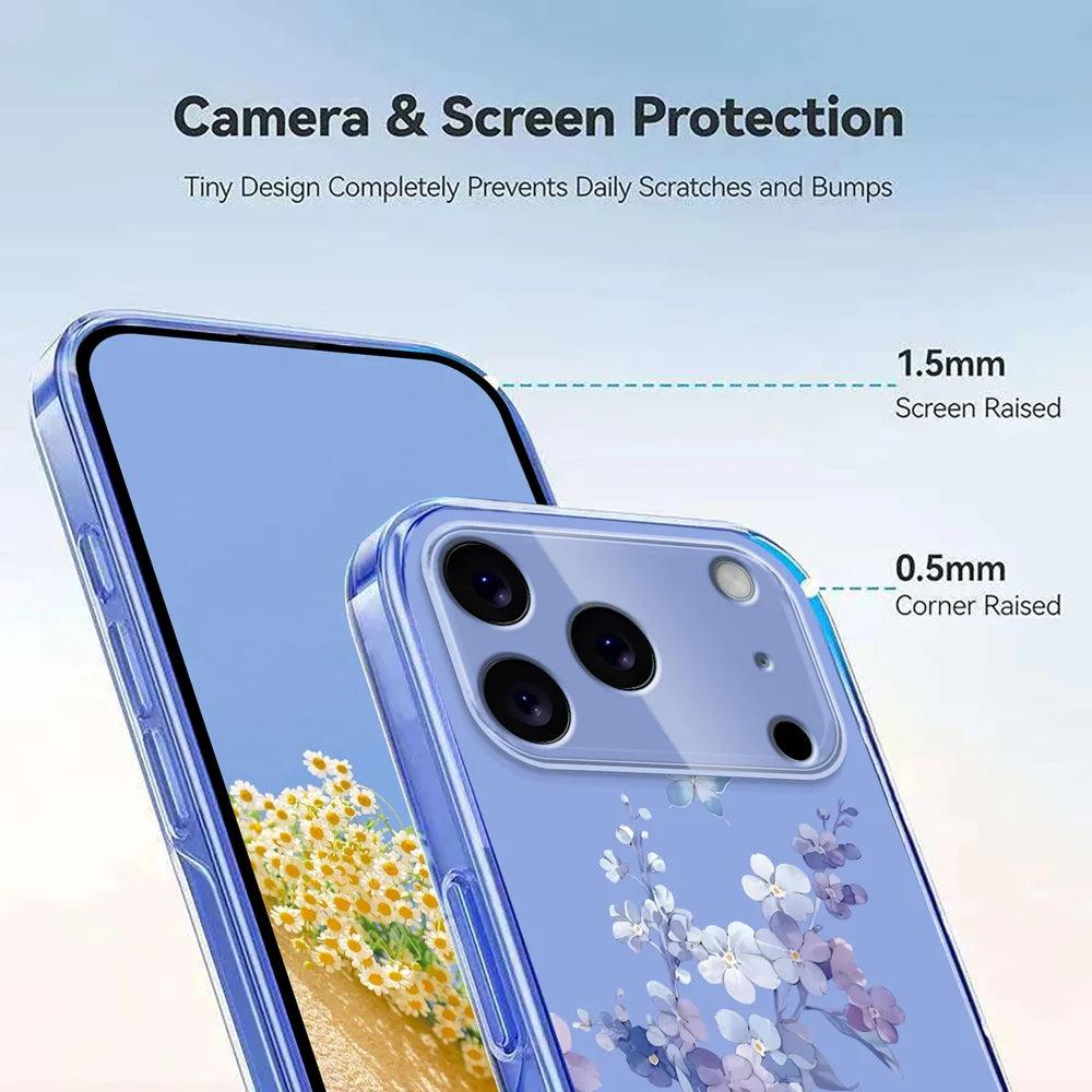 For iPhone 17 Pro Max Case Butterfly Floral Pattern Printing TPU Phone Back Cover - Violets - 4