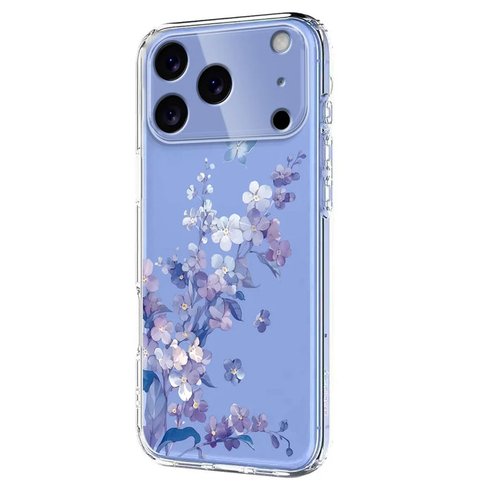 For iPhone 17 Pro Case Butterfly Floral Pattern Printing TPU Phone Back Cover - Violets - 2