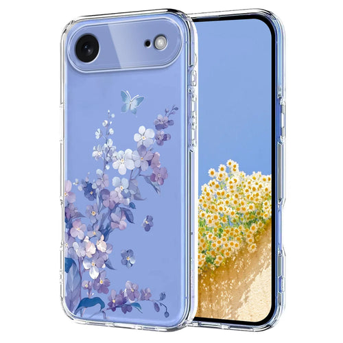 For iPhone Air Case Butterfly Floral Pattern Printing TPU Phone Back Cover - Violets - 1