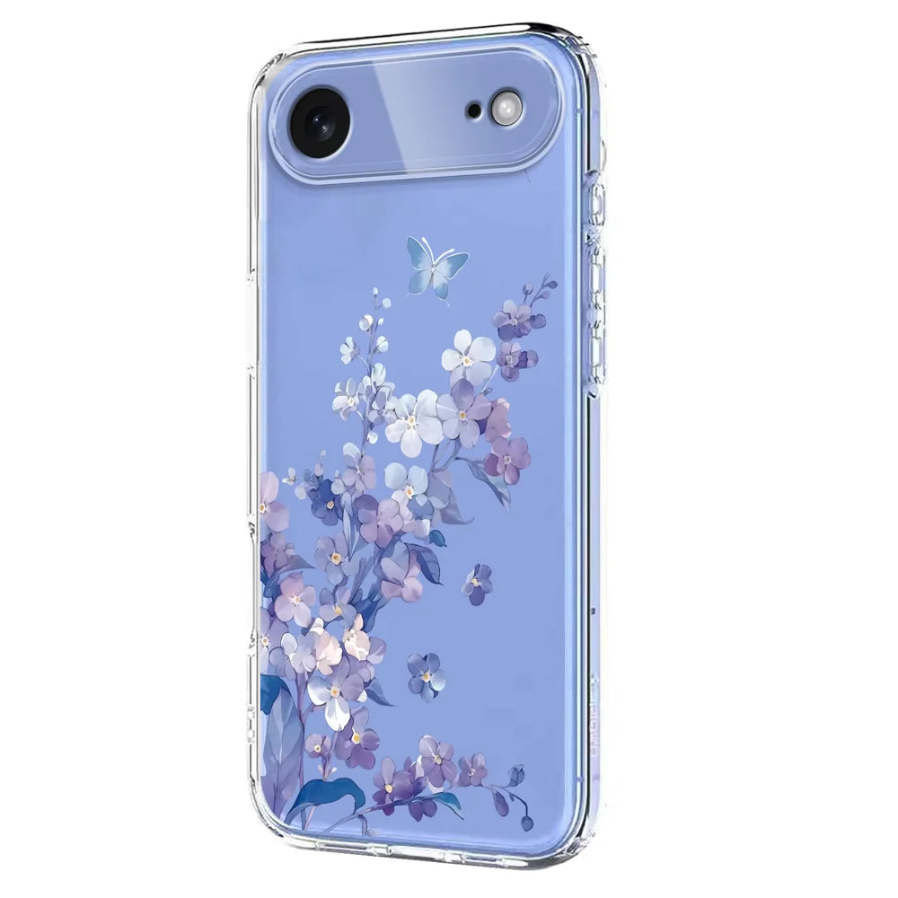 For iPhone Air Case Butterfly Floral Pattern Printing TPU Phone Back Cover - Violets - 2