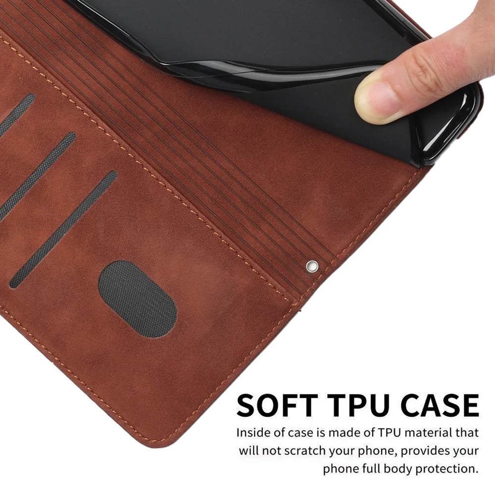 For Realme C71 4G Stand Case PU Leather Phone Cover Imprinted Heart Pattern - Brown - 7