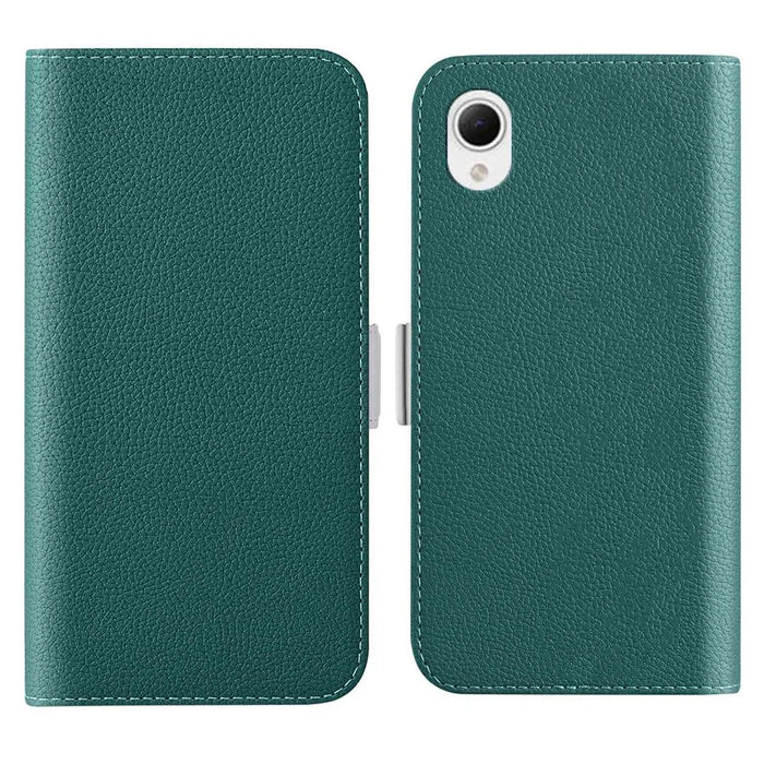 For Samsung Galaxy A22e Candy Color PU Leather Protective Case Litchi Texture Phone Stand Wallet Cover - Dark Green - 1