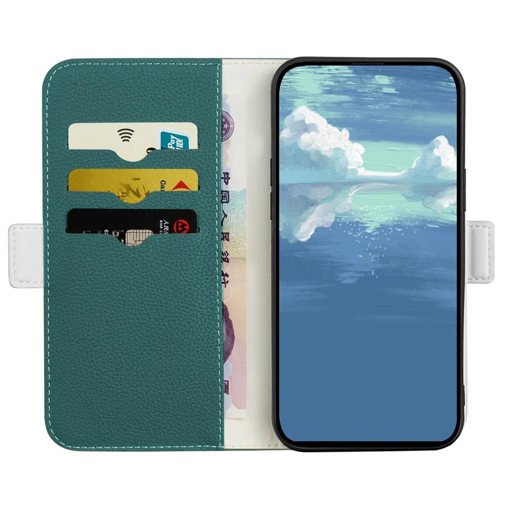 For Samsung Galaxy S23 Candy Color Litchi Texture PU Leather Protective Case Foldable Stand Wallet Phone Anti-drop Cover - Dark Green - 3