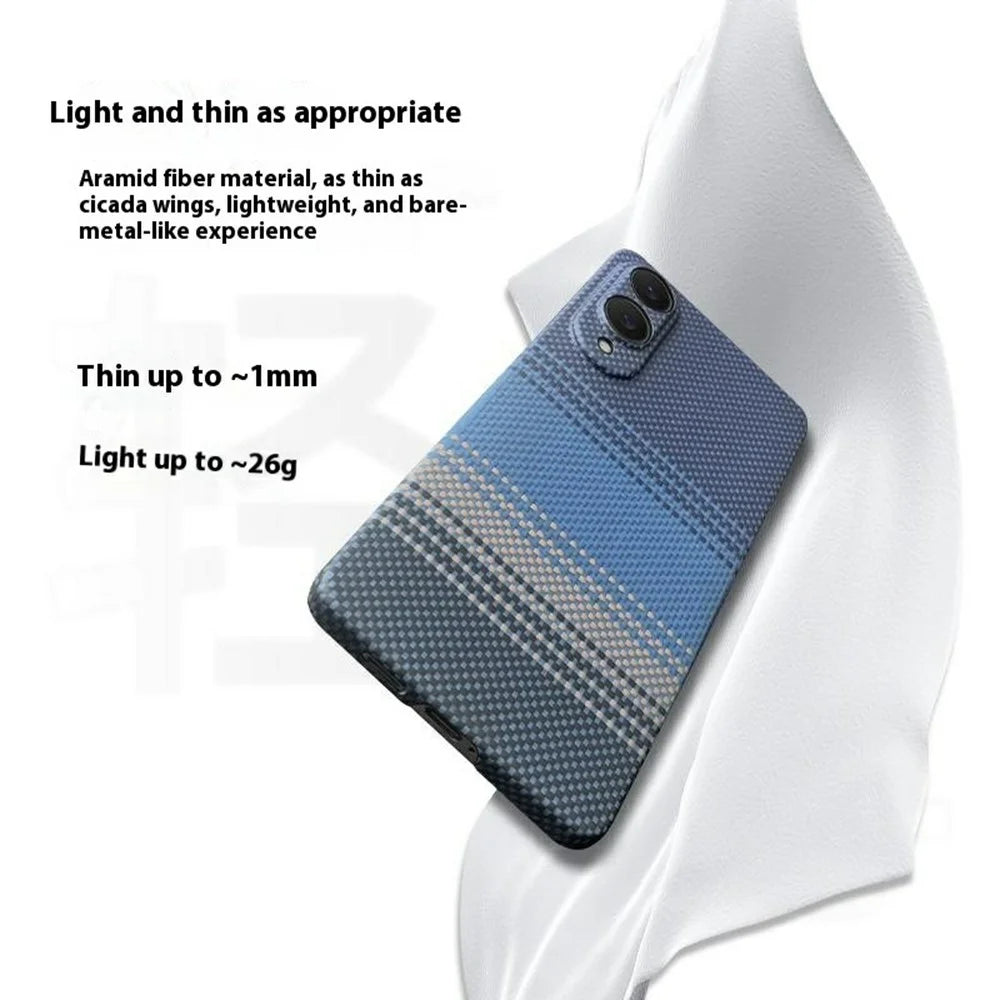 For Samsung Galaxy S25 Edge Magnetic Case Precise Cutouts Gradient Aramid Fiber Phone Cover with Metal Lens Frame - Blue Floating Weave - 4