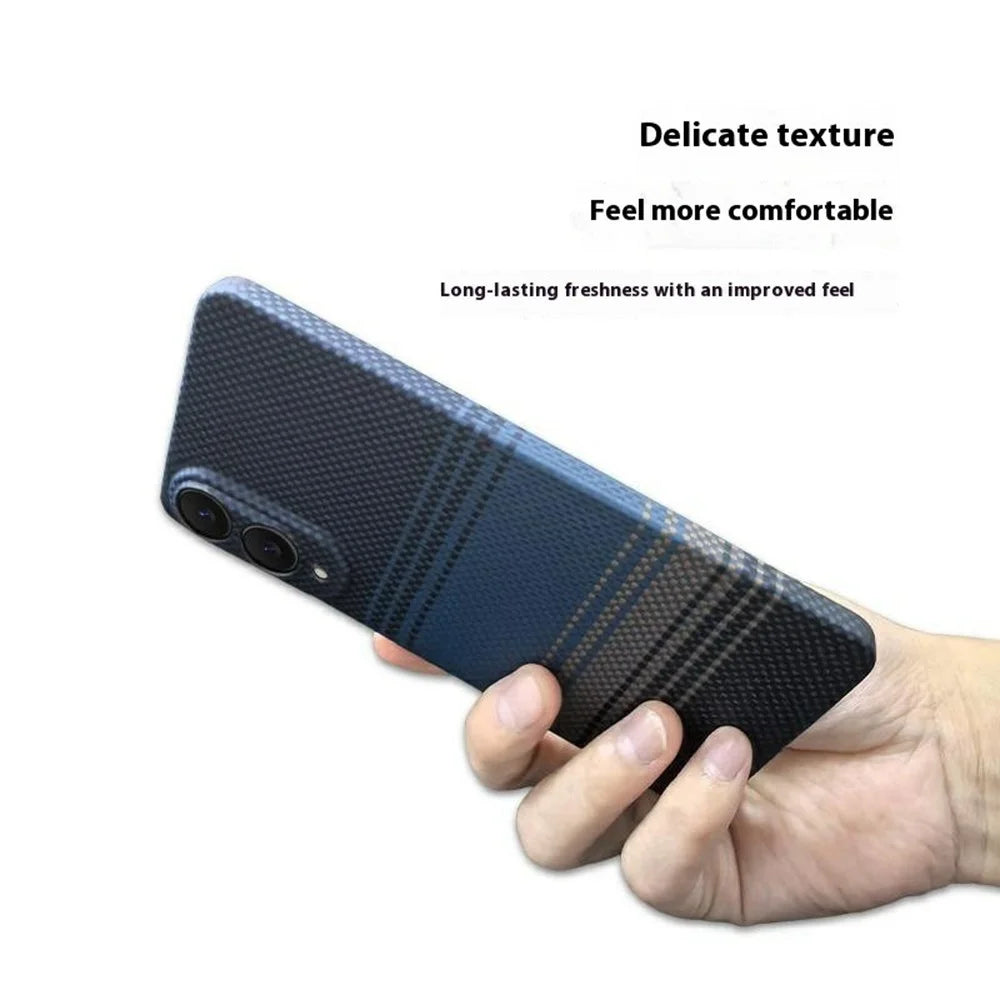 For Samsung Galaxy S25 Edge Magnetic Case Precise Cutouts Gradient Aramid Fiber Phone Cover with Metal Lens Frame - Blue Floating Weave - 5