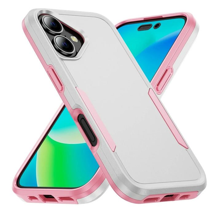 For iPhone 17 Case PC + TPU Military Grade Drop Protective Phone Cover - White + Pink - 1