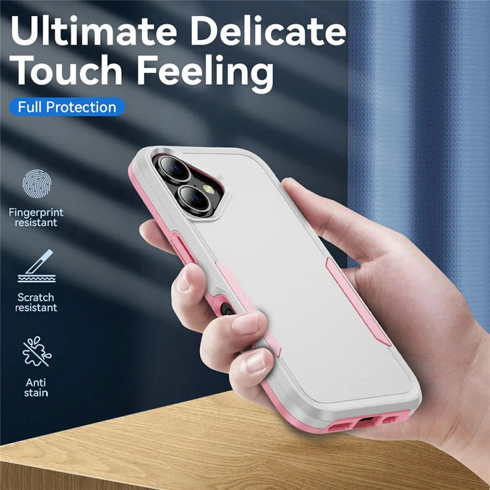 For iPhone 17 Case PC + TPU Military Grade Drop Protective Phone Cover - White + Pink - 2
