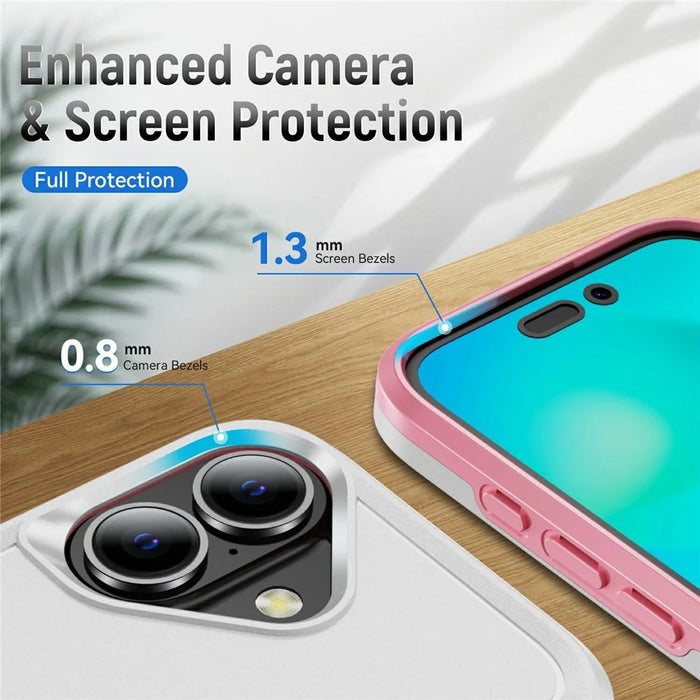 For iPhone 17 Case PC + TPU Military Grade Drop Protective Phone Cover - White + Pink - 4