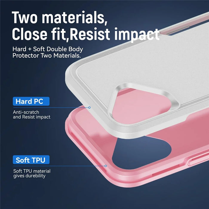 For iPhone 17 Case PC + TPU Military Grade Drop Protective Phone Cover - White + Pink - 5