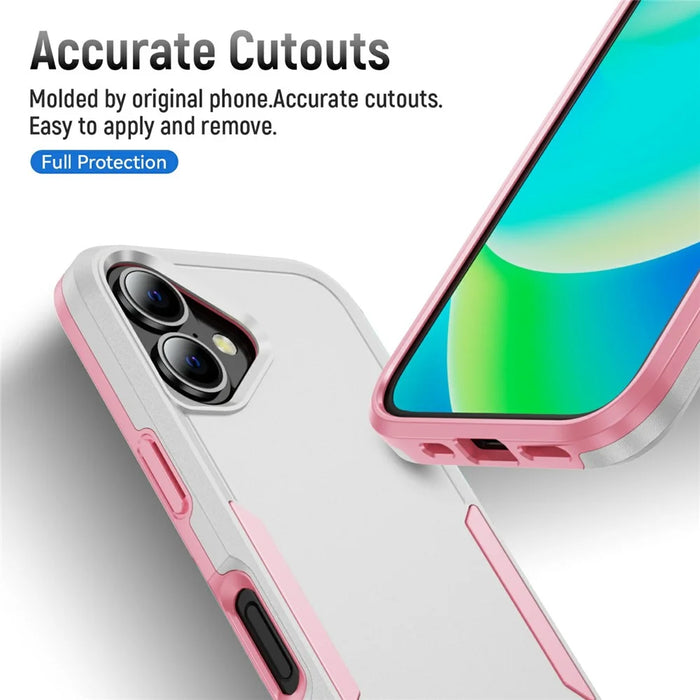 For iPhone 17 Case PC + TPU Military Grade Drop Protective Phone Cover - White + Pink - 6