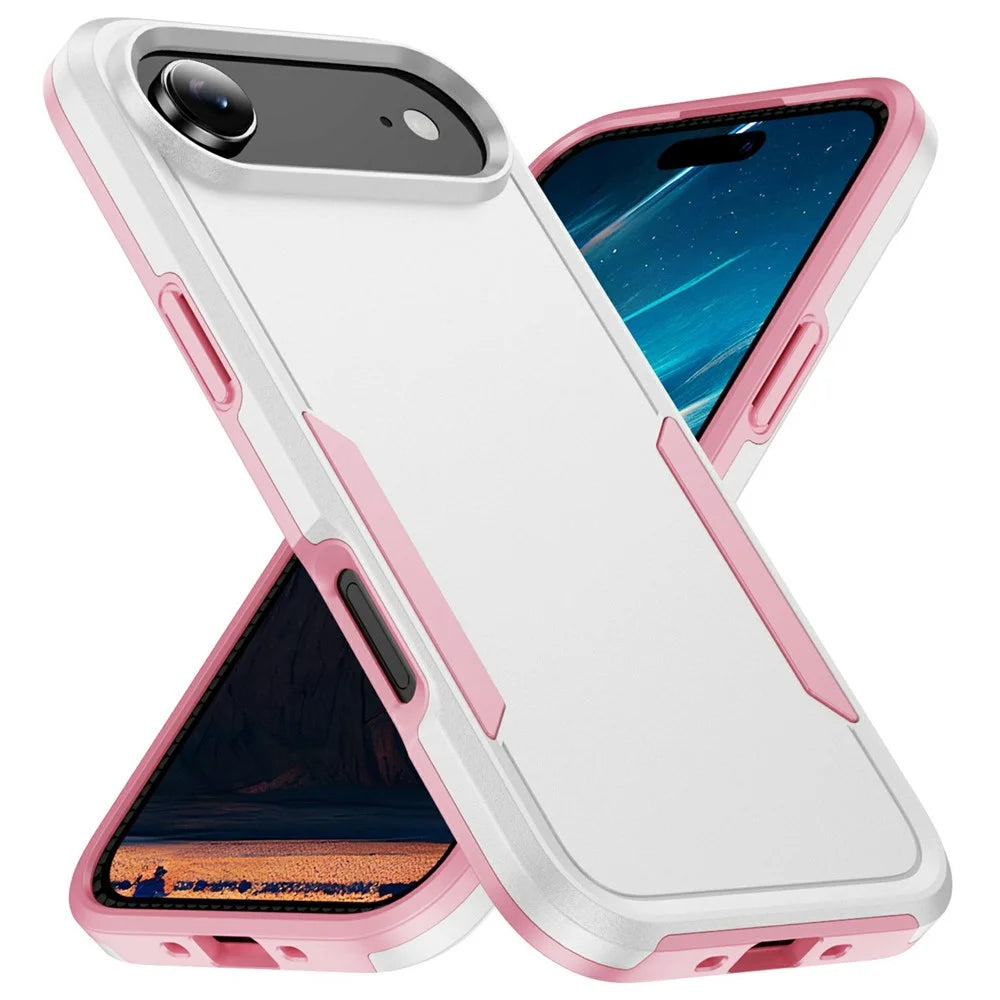 For iPhone Air Case PC + TPU Military Grade Drop Protective Phone Cover - White + Pink - 1