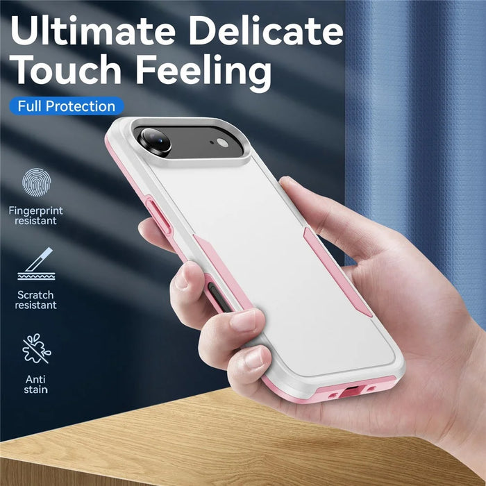 For iPhone Air Case PC + TPU Military Grade Drop Protective Phone Cover - White + Pink - 2