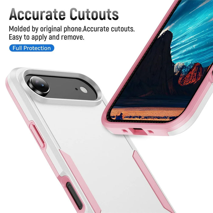 For iPhone Air Case PC + TPU Military Grade Drop Protective Phone Cover - White + Pink - 3