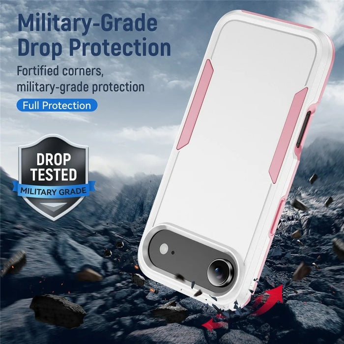 For iPhone Air Case PC + TPU Military Grade Drop Protective Phone Cover - White + Pink - 4