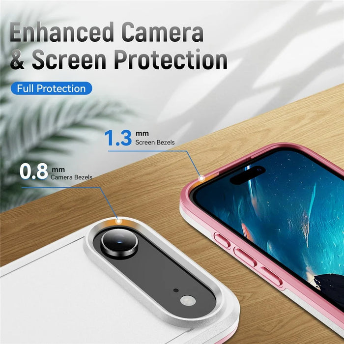 For iPhone Air Case PC + TPU Military Grade Drop Protective Phone Cover - White + Pink - 5