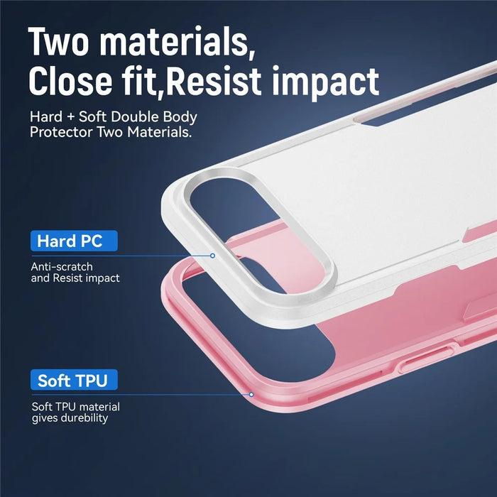 For iPhone Air Case PC + TPU Military Grade Drop Protective Phone Cover - White + Pink - 6