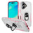 For iPhone 17 Case Military Grade Ring Kickstand PC + TPU Phone Cover - White + Pink - 1