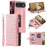 For iPhone Air Wallet Case Rhombus Stitching Line PU Leather Phone Cover with Wrist Strap - Rose Gold - 1